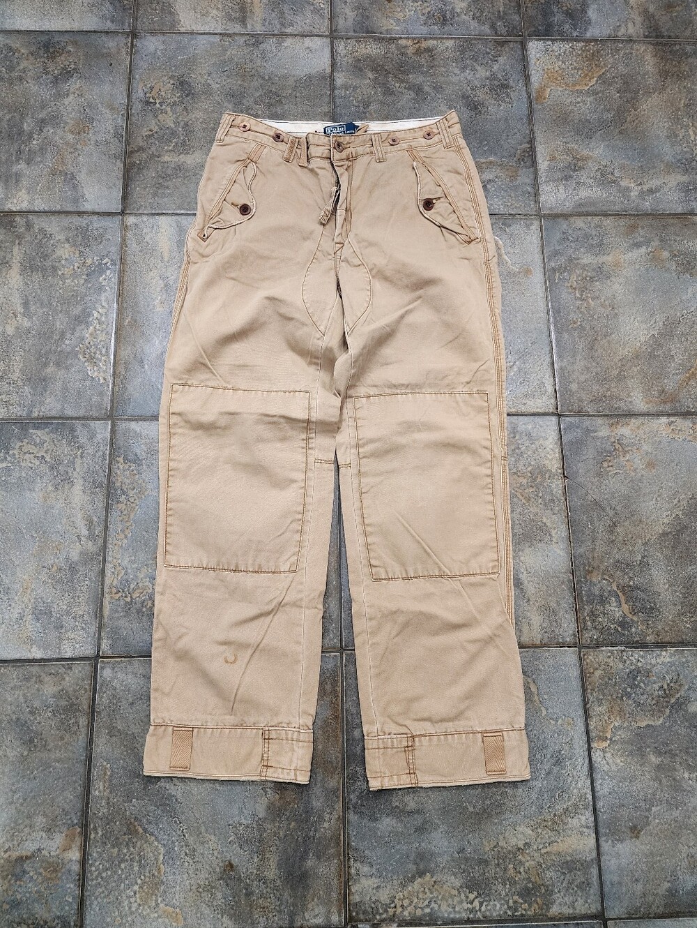 Vintage Y2K Polo Ralph Lauren Men's 31x30 Paratrooper Military Cargo Khaki Pants